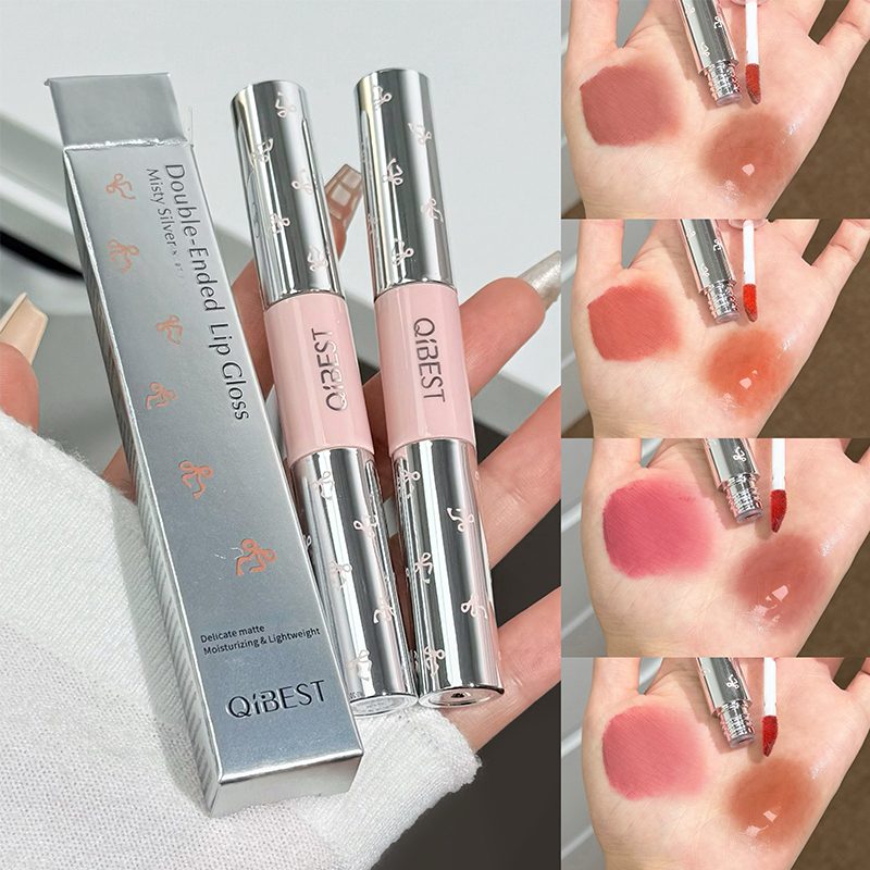 Lip Tint Korean - QIBEST Двусторонняя матовая бархатистая жидкая помада